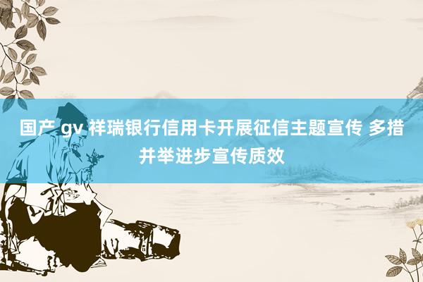 国产 gv 祥瑞银行信用卡开展征信主题宣传 多措并举进步宣传质效