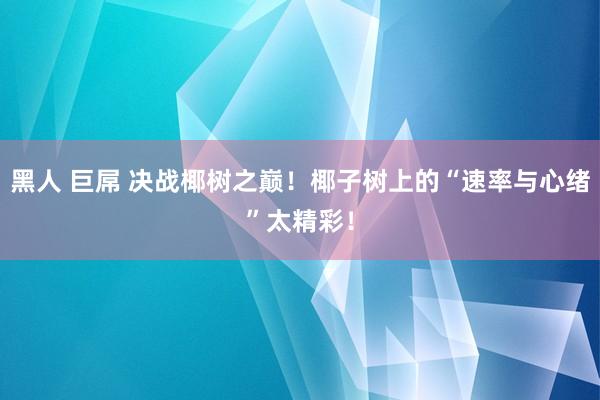 黑人 巨屌 决战椰树之巅！椰子树上的“速率与心绪”太精彩！