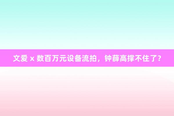文爱 x 数百万元设备流拍，钟薛高撑不住了？