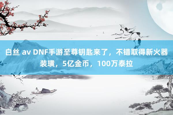 白丝 av DNF手游至尊钥匙来了，不错取得新火器装璜，5亿金币，100万泰拉