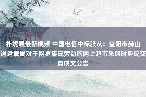 朴妮唛最新视频 中国电信中标服从：益阳市赫山区交通运载局对于网罗集成劳动的网上超市采购时势成交公告