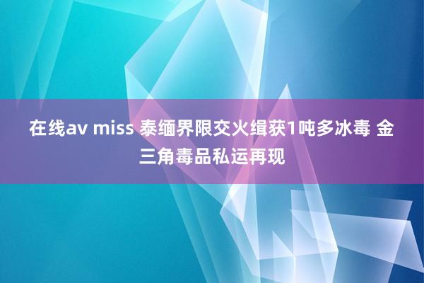 在线av miss 泰缅界限交火缉获1吨多冰毒 金三角毒品私运再现