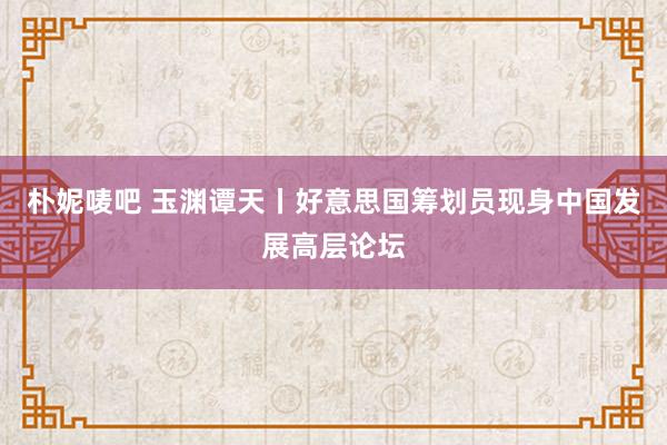 朴妮唛吧 玉渊谭天丨好意思国筹划员现身中国发展高层论坛