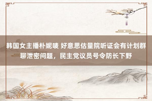 韩国女主播朴妮唛 好意思估量院听证会有计划群聊泄密问题，民主党议员号令防长下野