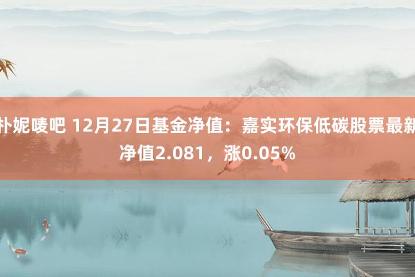 朴妮唛吧 12月27日基金净值：嘉实环保低碳股票最新净值2.081，涨0.05%