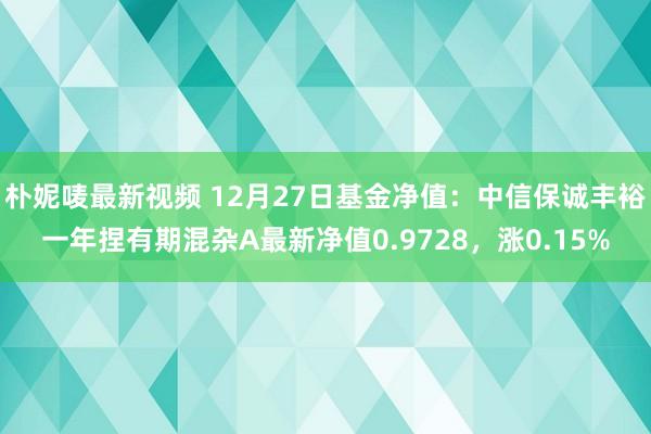 朴妮唛最新视频 12月27日基金净值：中信保诚丰裕一年捏有期混杂A最新净值0.9728，涨0.15%
