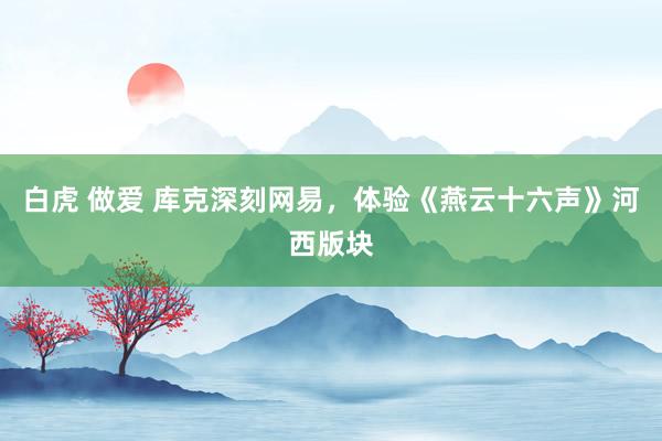 白虎 做爱 库克深刻网易，体验《燕云十六声》河西版块