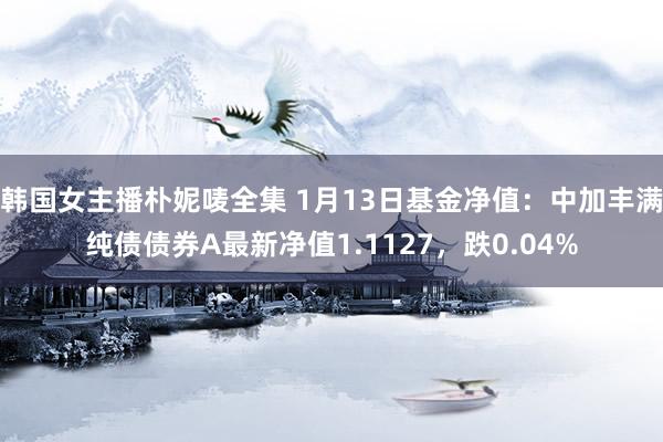 韩国女主播朴妮唛全集 1月13日基金净值：中加丰满纯债债券A最新净值1.1127，跌0.04%