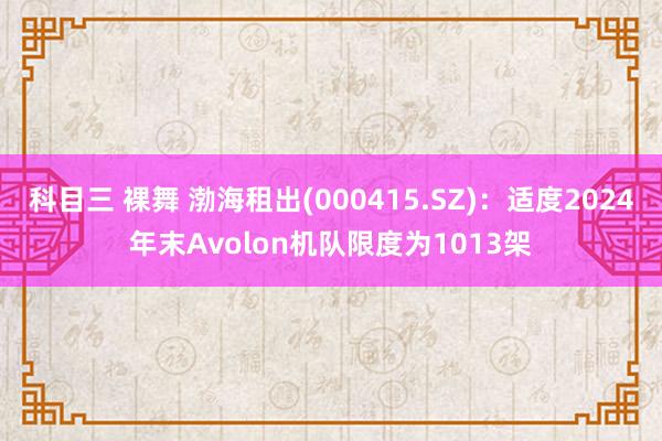 科目三 裸舞 渤海租出(000415.SZ)：适度2024年末Avolon机队限度为1013架