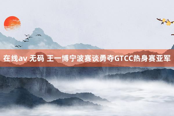 在线av 无码 王一博宁波赛谈勇夺GTCC热身赛亚军