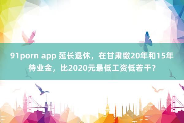 91porn app 延长退休，在甘肃缴20年和15年待业金，比2020元最低工资低若干？