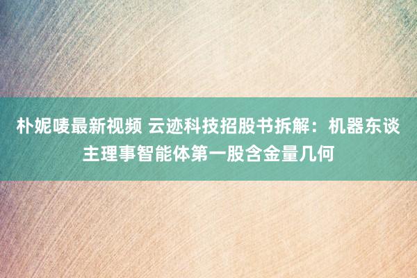 朴妮唛最新视频 云迹科技招股书拆解：机器东谈主理事智能体第一股含金量几何