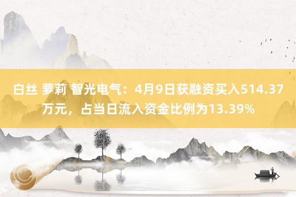 白丝 萝莉 智光电气：4月9日获融资买入514.37万元，占当日流入资金比例为13.39%