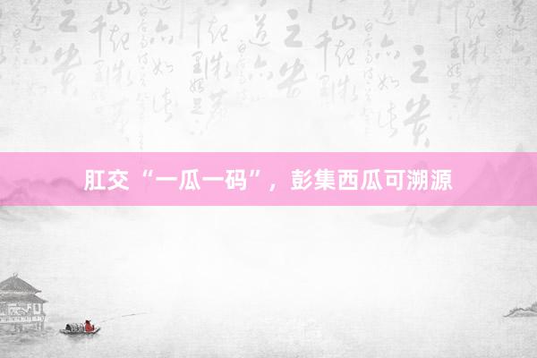肛交 “一瓜一码”，彭集西瓜可溯源