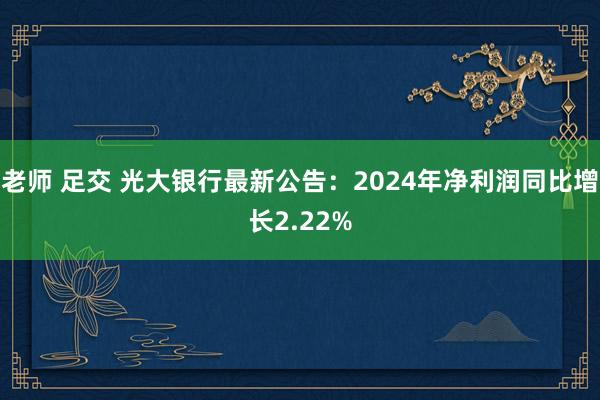 老师 足交 光大银行最新公告：2024年净利润同比增长2.22%