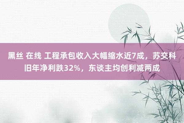 黑丝 在线 工程承包收入大幅缩水近7成，苏交科旧年净利跌32%，东谈主均创利减两成