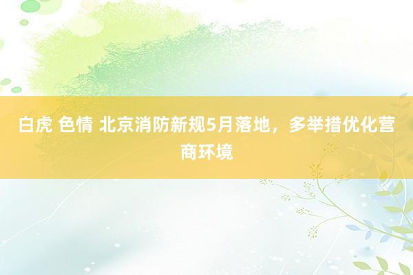 白虎 色情 北京消防新规5月落地，多举措优化营商环境