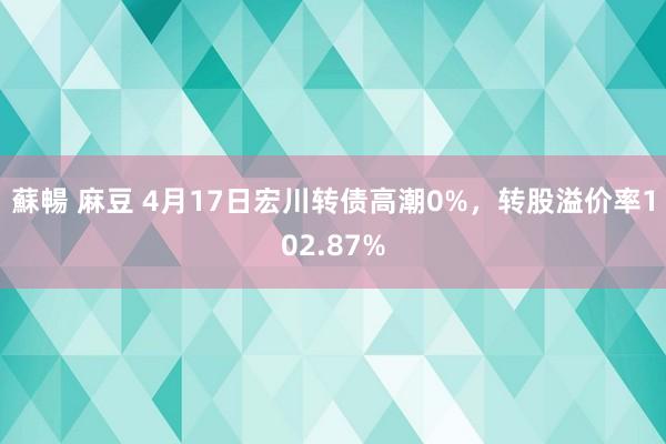 蘇暢 麻豆 4月17日宏川转债高潮0%，转股溢价率102.87%