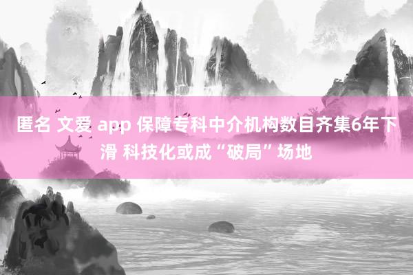 匿名 文爱 app 保障专科中介机构数目齐集6年下滑 科技化或成“破局”场地