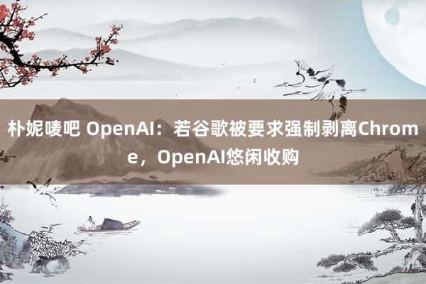 朴妮唛吧 OpenAI：若谷歌被要求强制剥离Chrome，OpenAI悠闲收购