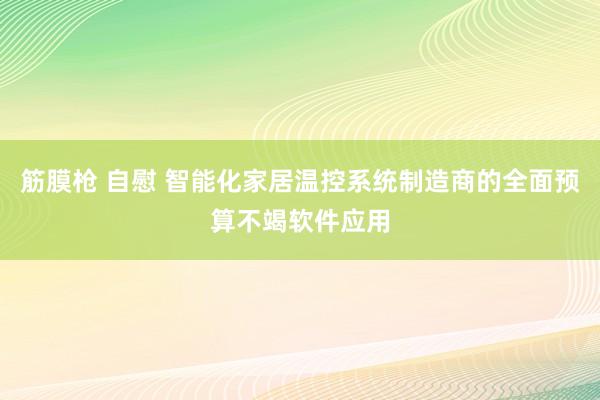 筋膜枪 自慰 智能化家居温控系统制造商的全面预算不竭软件应用
